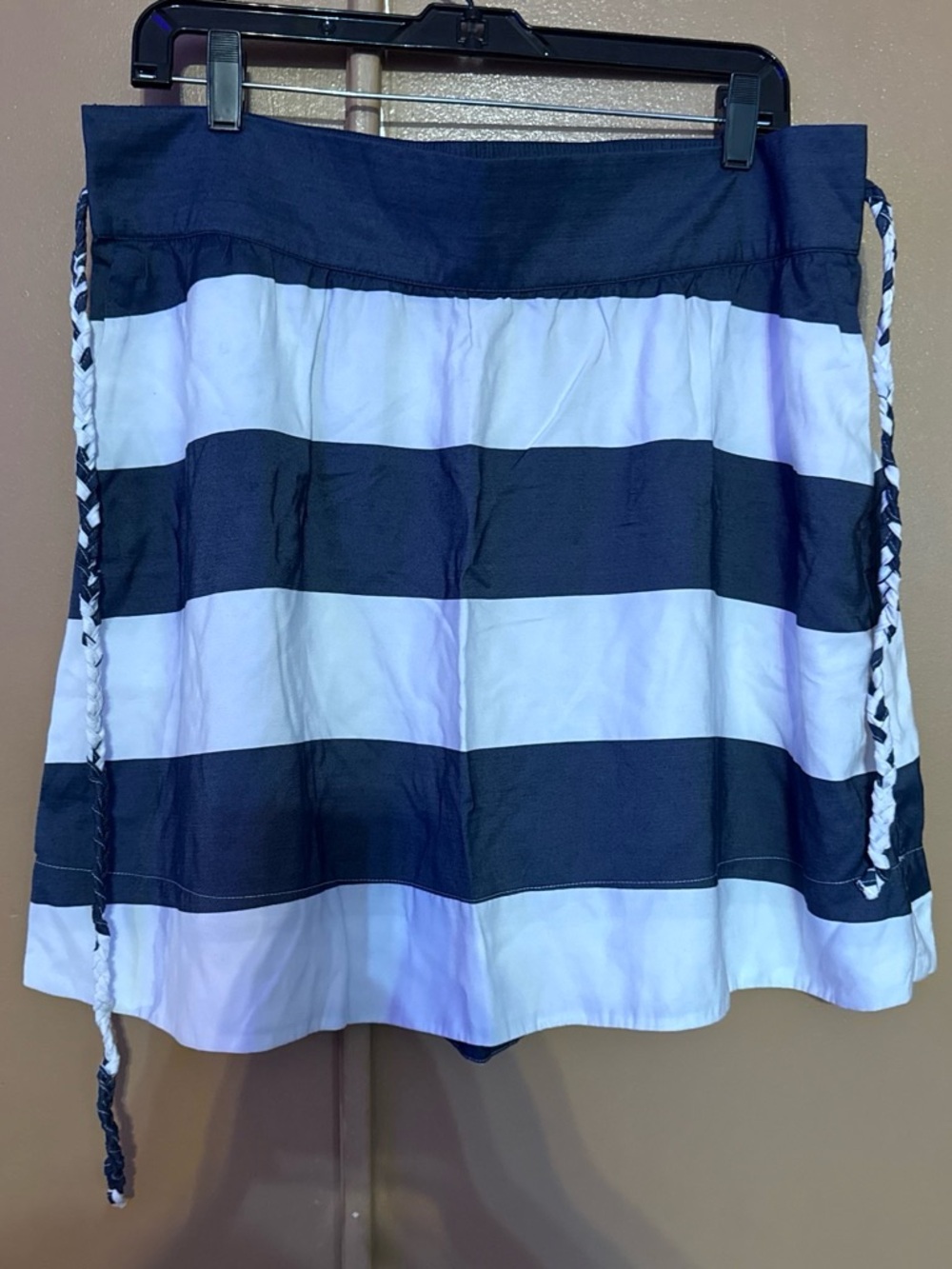 Tommy Hilfiger Navy and White Striped A-Line Skirt